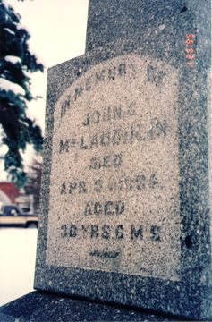 headstone for John McLaughlin d. 03 Apr