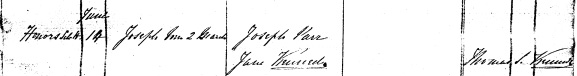 snippet of photocopy of Joseph Parr junior's birth registration