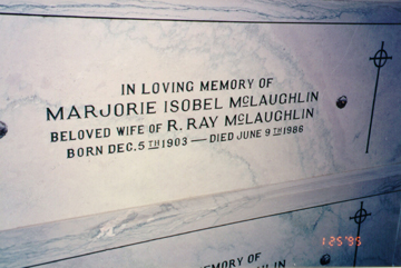 crypt stone for Marjorie McLaughlin d. 09 June 1986