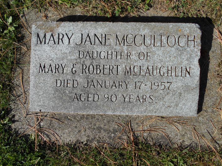 headstone for Mary Jane McLaughlin McCulloch