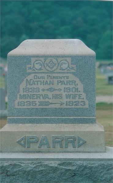 headstone for Nathan Parr and Minerva McDade