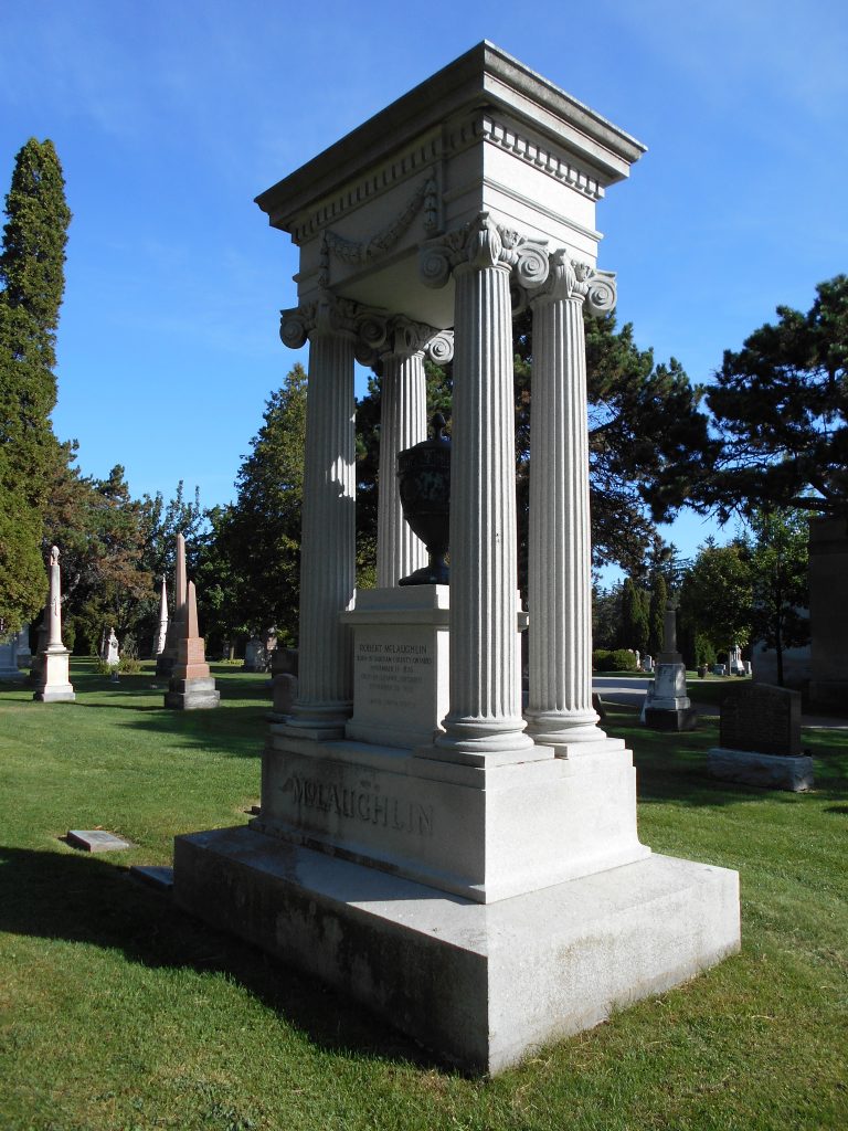 memorial headstone for Robert McLaughlin (side-angle view)