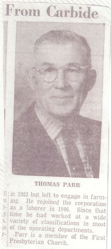 newspaper clipping of Thomas Parr, Paul's grandfather