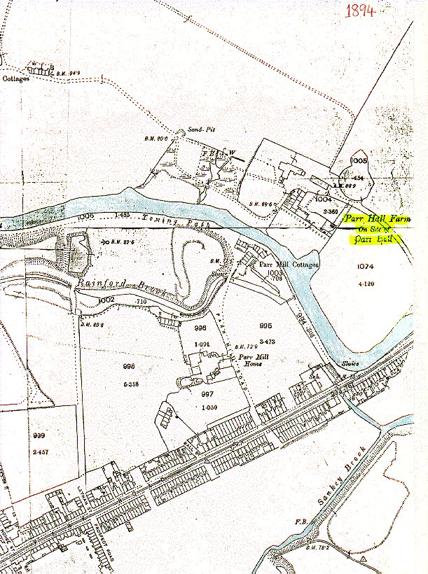 large scale map of the Parr Hall area in 1894