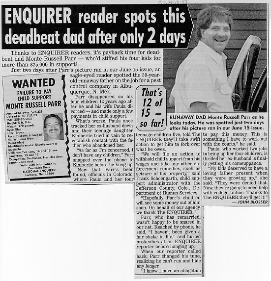 Parr who really is NOT a Parr at all, rag paper clipping